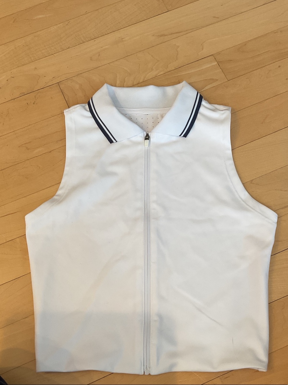 Women’s  White Sleeveless Golf Zip-Front Polo